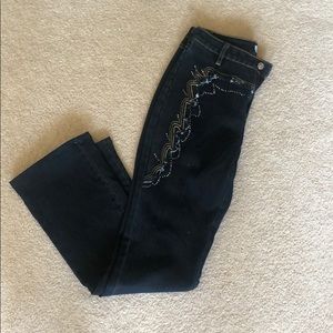 Dark Blue Jeans with Rhinestones